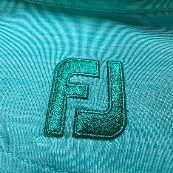Foot Joy Mens Polo Collared 1/4 Button Golf Shirt Teal Green Sz Small - Picture 10 of 10